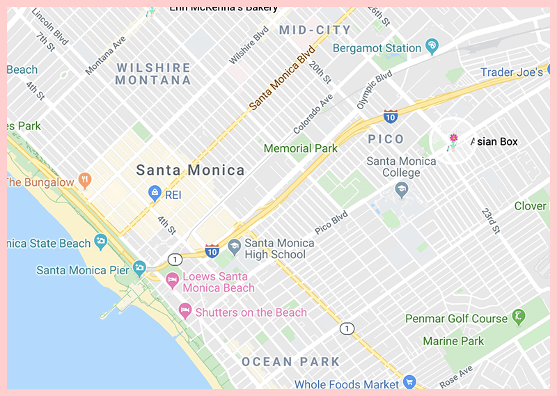 Santa Monica Asian Box Google Map
